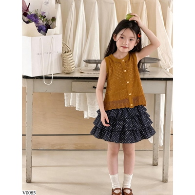 V0085 CHÂN VÁY BÈO TẦNG CHẤM BI AMBB