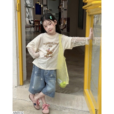 AM3112 ÁO THUN MỎNG PHỐI TAY REN AMBB