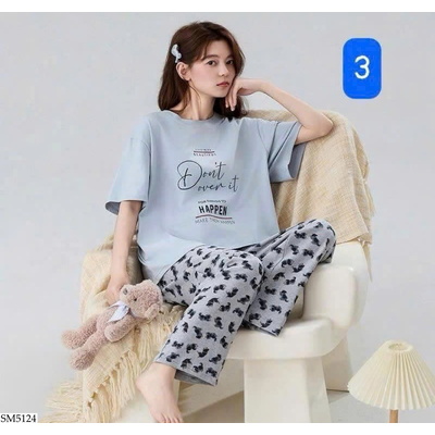 SM5124 BỘ COTTON NỮ QUẦN DÀI ÁO CỘC