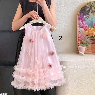 V0090 VÁY SÁT NÁCH DÁNG A VIỀN BÈO BÉ GÁI