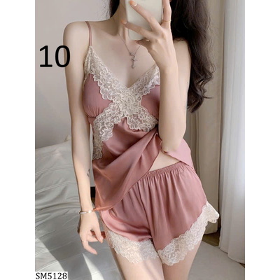 SM5128 BỘ, VÁY NGỦ 2 DÂY LỤA SATIN