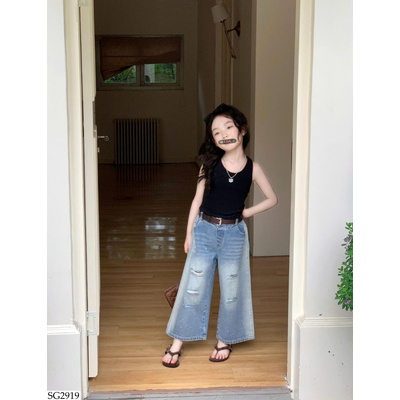 SG2919 ÁO SÁT NÁCH MIX JEANS SUÔNG RÁCH