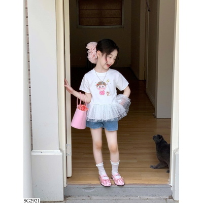 SG2921 ÁO BÈO REN MIX SHORT JEANS
