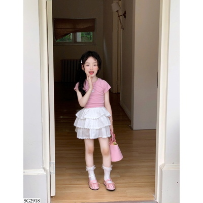 SG2918 CROPTOP HỒNG MIX CV XẾP TẦNG