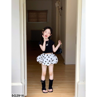 SG2916 CROPTOP MIX QUẦN BÍ CHẤM BI