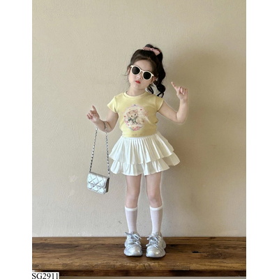 SG2911 ÁO CROPTOP GẤU MIX CV XẾP LY