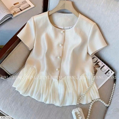 AM3142 ÁO LỤA SATIN PHỐI BÈO