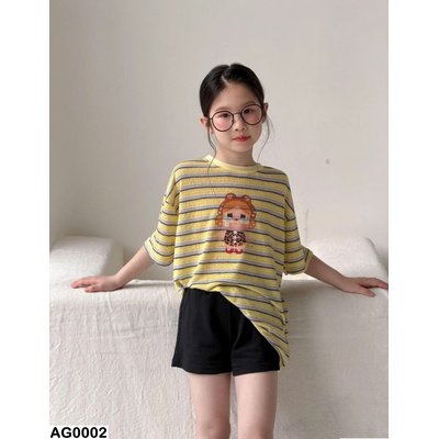 AG0002 ÁO THUN GIẤY KẺ VÀNG KUMAI
