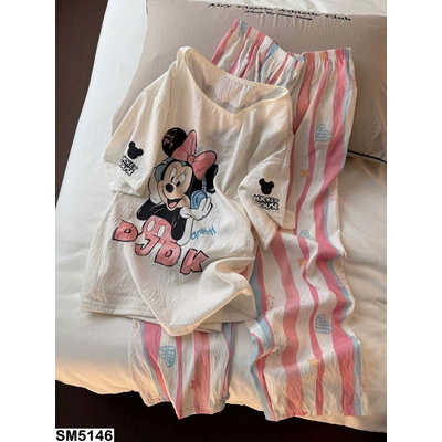 SM5146 SET BỘ ÁO MICKEY PHỐI QUẦN KẺ
