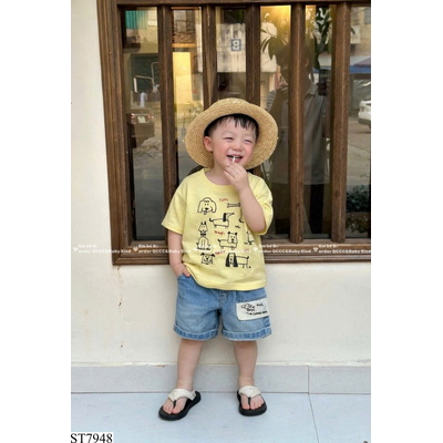 ST7948 ÁO PHÔNG VÀ QUẦN JEANS BÉ TRAI