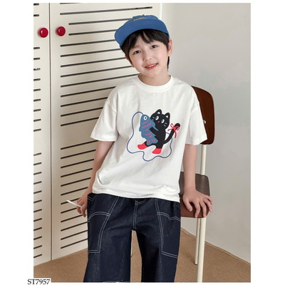 ST7957 SET ÁO THUN MÈO MIX SHORT DENIM AOAO