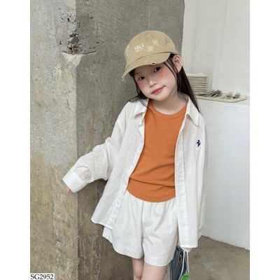 SG2952 SET ÁO SƠ MI QUẦN SHORT AMBB BÉ GÁI