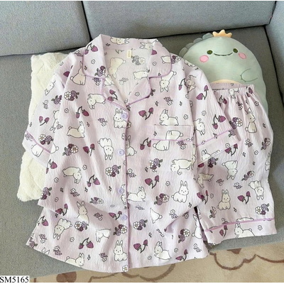 SM5165 BỘ PYJAMA HÌNH THỎ TÍM DỄ THƯƠNG