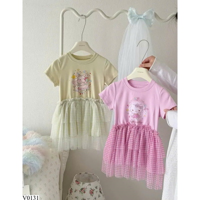 V0131 VÁY THUN PHỐI VOAN