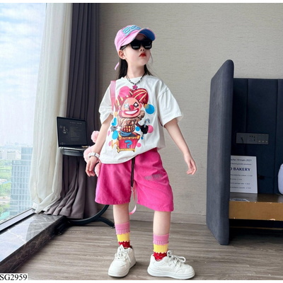 SG2959 ÁO CHÚ HỀ MIX SHORT HỒNG