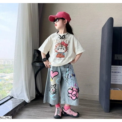 SG2962 ÁO THUN MÈO MIXX JEANS LỠ TRÁI TIM