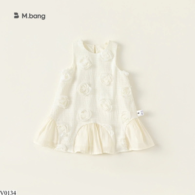 V0134 VÁY TRẮNG ĐÍNH HOA BABYCITY