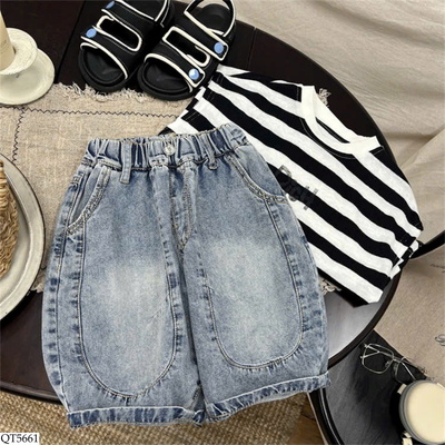 QT5661 QUẦN JEANS BAGGY VÁ GỐI
