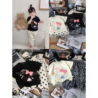 SG2972 SET ÁO PHÔNG KITTY QUẦN BOM BÉ GÁI