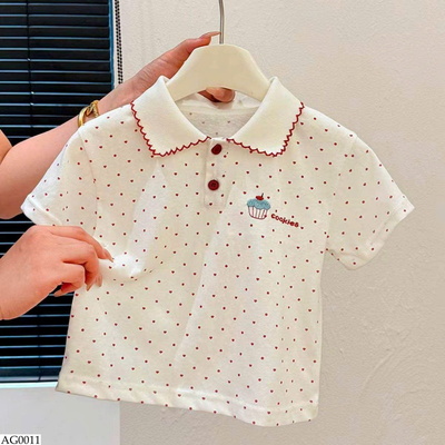 AG0011 ÁO POLO CHẤM BI BÉ GÁI