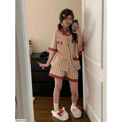 SM5195 SET ĐỒ BỘ PIJAMA CARO PHỐI VIỀN