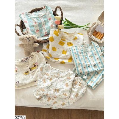S2783 SET ĐỒ CỘC TAY CHẤT MÁT HOẠ TIẾT DỄ THƯƠNG
