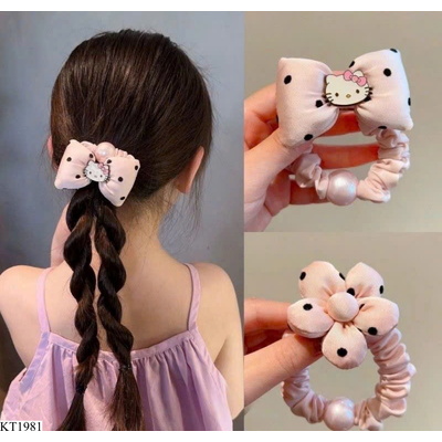 KT1981 SET 2 DÂY BUỘC TÓC KITTY CHẤM BI DỄ THƯƠNG