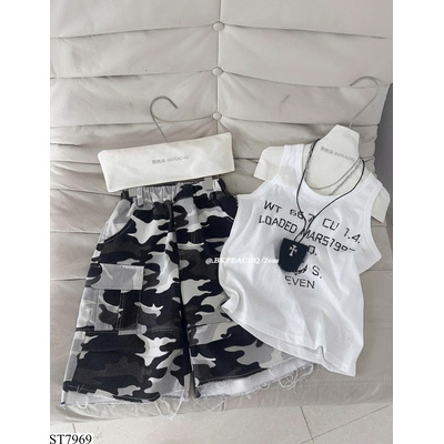 ST7969 ÁO BA LỖ MIX SHORT RẰN RI