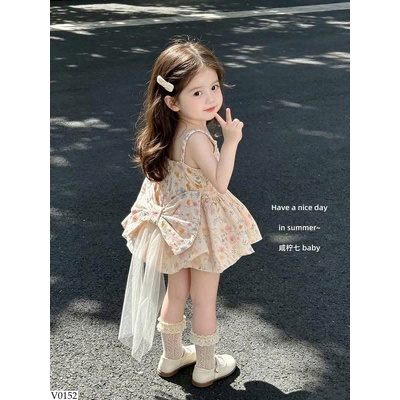 V0152 VÁY 2 DÂY HOA NƠ CHO BG HÃNG TBABY