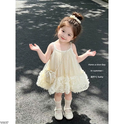 V0157 VÁY 2 DÂY BÉ GÁI TBABY