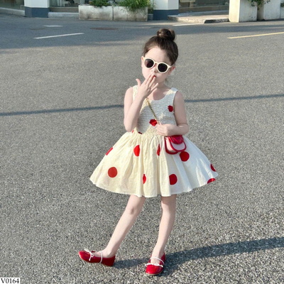 V0164 VÁY SÁT NÁCH CHẤM BI CHO BG
