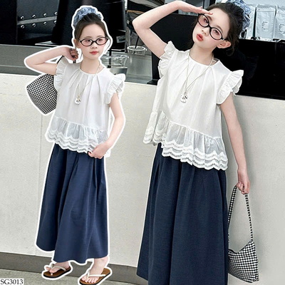 SG3013 SET ÁO SÁT NÁCH PHỐI QUẦN ỐNG RỘNG CHO BG