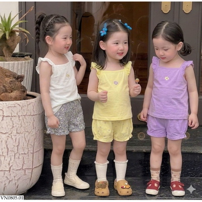 VN0805.01 SET 3 BỘ BÉ GÁI – TONE VÀNG TÍM MÙA HÈ