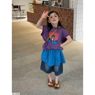 SG3028 SET ÁO TÍM MIX SHORT JEAN XANH GIÁ MỚI