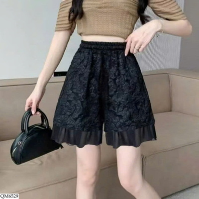 QM6529 QUẦN SHORT PHỐI REN LƯNG THUN