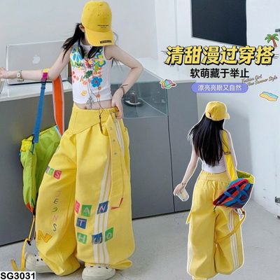 SG3031 SET ÁO THUN HOA MIX QUẦN ỐNG RỘNG BG