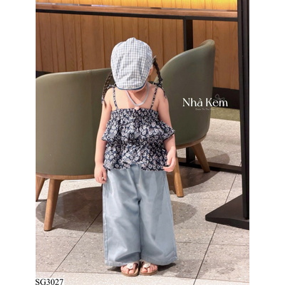 SG3027 SET ÁO 2 DÂY HÓA NHÍ VÀ QUẦN JEANS SUÔNG