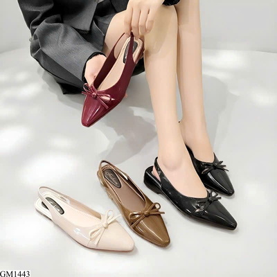 GM1443 GIÀY BÚP BÊ HỞ GÓT MŨI NHỌN NƠ XINH