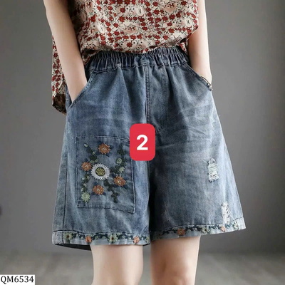 QM6534  QUẦN SHORT JEAN THÊU