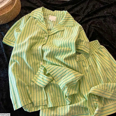 SM5246 BỘ PIJAMA KẺ XANH CHO NỮ