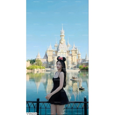 VM4224 VÁY 2 DÂY CHẤM BI VIỀN REN CHO NỮ 