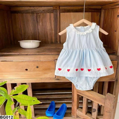 BG012 JUMPSUIT CỔ BÈO TRÁI TIM BÉ GÁI