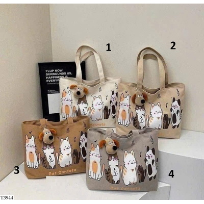 T3944 TÚI TOTE HOẠT HÌNH MÈO SIÊU CUTE