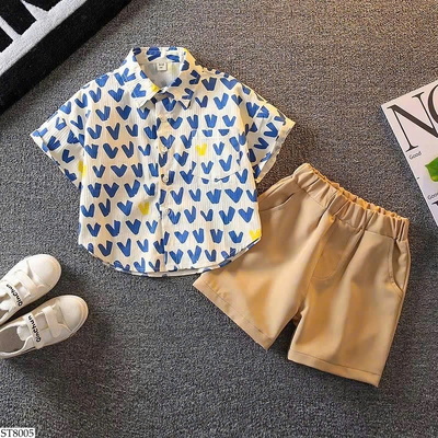 ST8005 SET ÁO SƠ MI QUẦN SHORT BÉ TRAI
