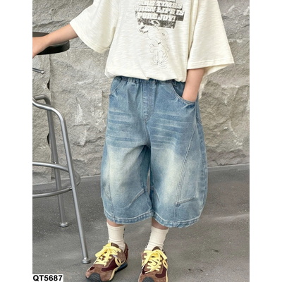 QT5687 SHORT JEANS BẠC GỐI GÂN TRƯỚC MSHOPKIDS