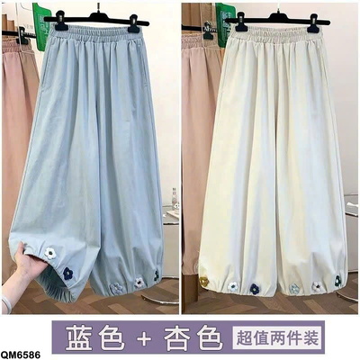 QM6586 QUẦN ỐNG RỘNG BO GẤU HOA CÚC