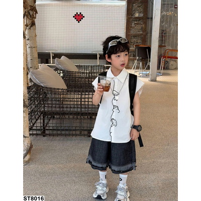 ST8016 SÉT SƠ MI MIX SHORT DENIM FANSHU