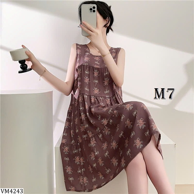 VM4243  VÁY LANH HÈ SÁT NÁCH HỌA TIẾT NỮ