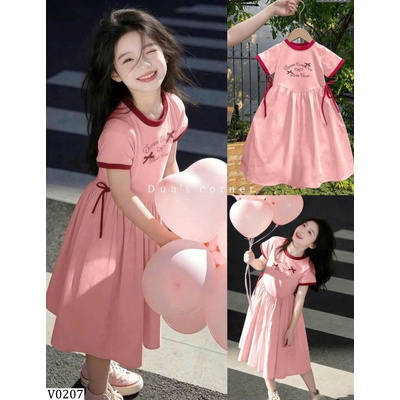 V0207 VÁY SUÔNG NƠ HỒNG SZ ĐẠI