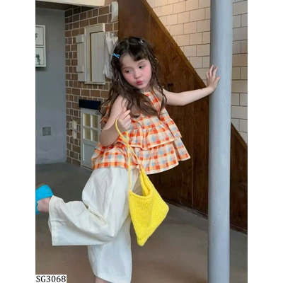 SG3068  SET ÁO 2 DÂY KẺ CARO QUẦN SUÔNG PREMIUM